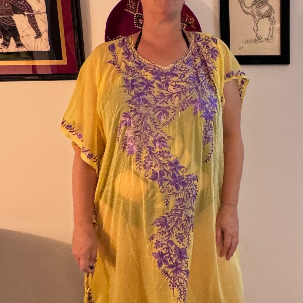 Yellow and Purple Kaftan/coverup